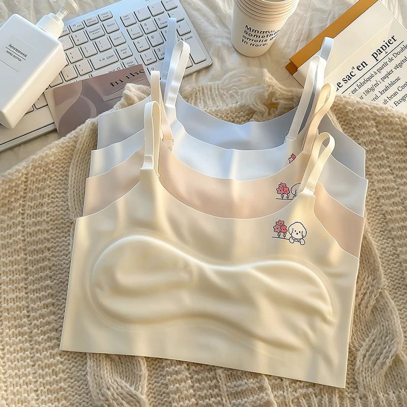 Топ без рукавов из ледяного шелка для девочек в стадии развития 6-18 лет, бесшовный жилет, нижнее белье для учеников начальной школы, стильный и комфортный топ