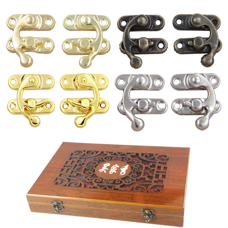 Buckle accessories iron horn hook wooden box lock box hook lock gift box buckle decorative hook lock