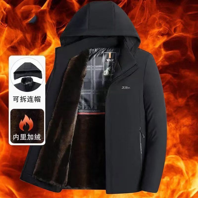 Winter Middle-aged Men's Thickened Cotton-padded Jacket Dad's Winter Coat Outdoor Jacket for Middle-aged and Elderly Men's Jacket