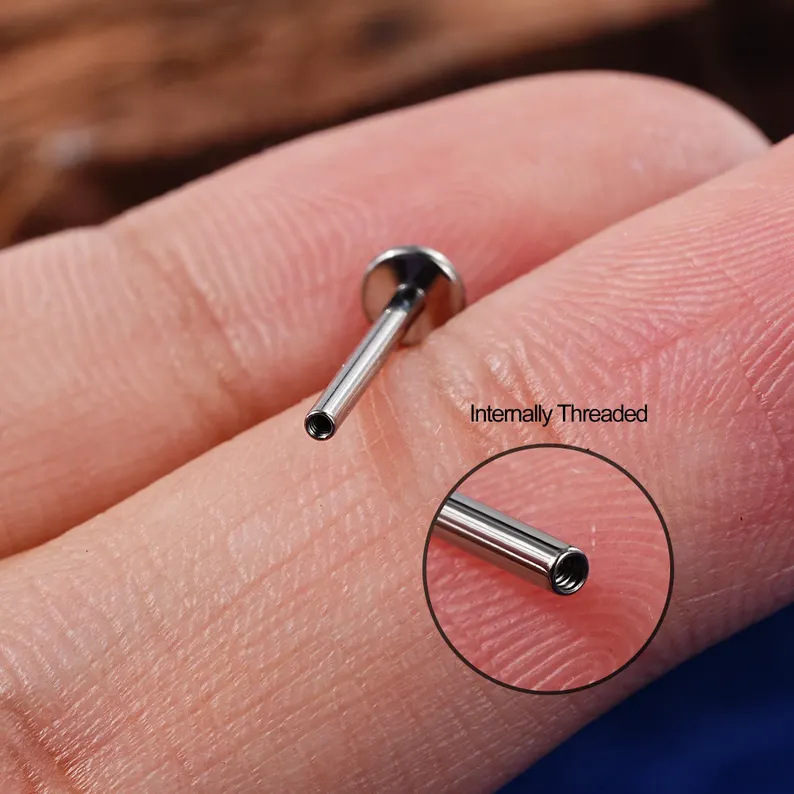 F136 Titanium Alloy G23 Titanium Alloy Lip Stud Earring Base Replacement Bar Internal Thread Pin Model Multiple Specifications