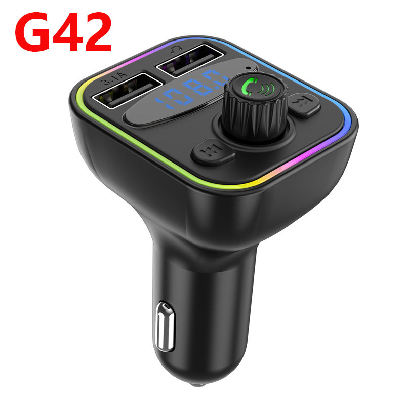 Popular Lantern Car Bluetooth Mp3 Hands-Free Player Car Fm Transmitter Type-C Bluetooth Dual USB Car Charger