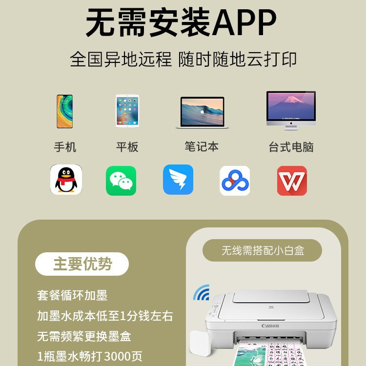 MG2580s/WH printer household small color photos can be used by students with mobile phone copy and scan all-in-one machine