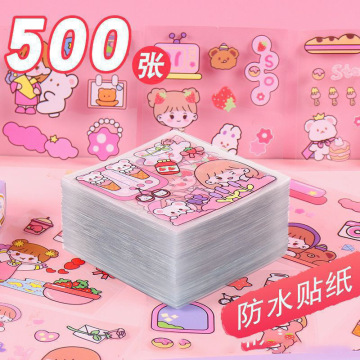 Factory wholesale hand account stickers cute girl cartoon cute decorative waterproof notebook material stickers