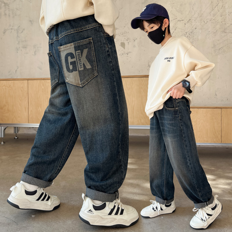 Boys' Pants Spring and Autumn 2025 New Stylish Children's Clothing Casual Jeans Boys' Autumn Fashion Long Pants Trendy