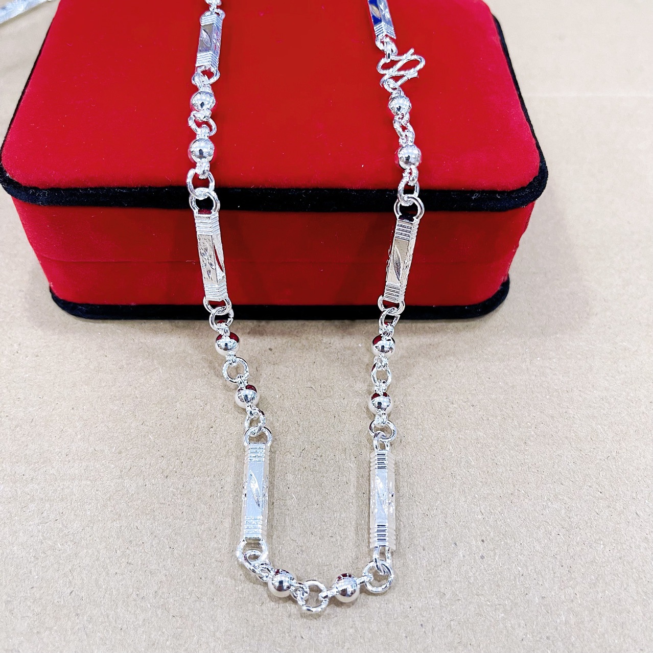 High imitation silver plated necklace slub hexagonal necklace jewelry necklace jewelry bamboo lengthened hexagonal necklace