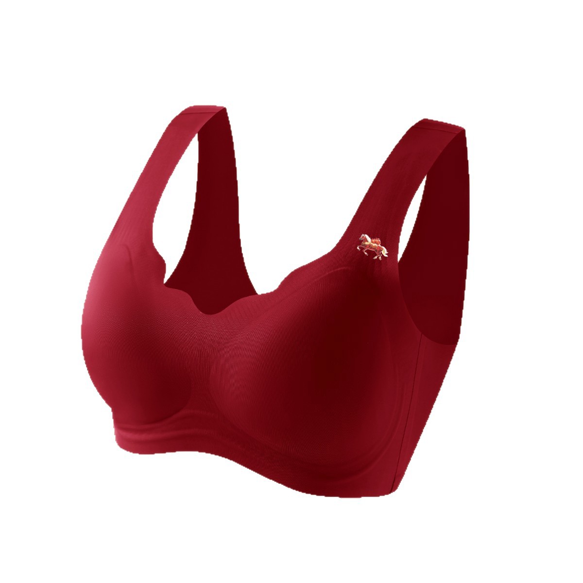 2058 # Lucky Red Seamless Jelly Strip Wave V-Neck Wedding Zodiac Year Bra Set