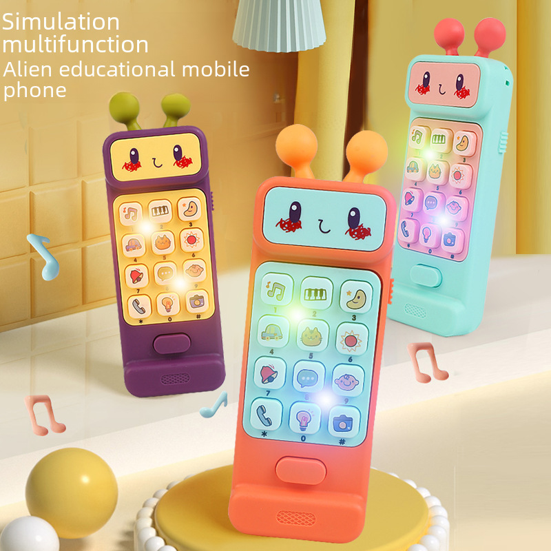 Baby cartoon simulation mobile phone toys children's music early education story machine bilingual learning toys TikTok wholesale