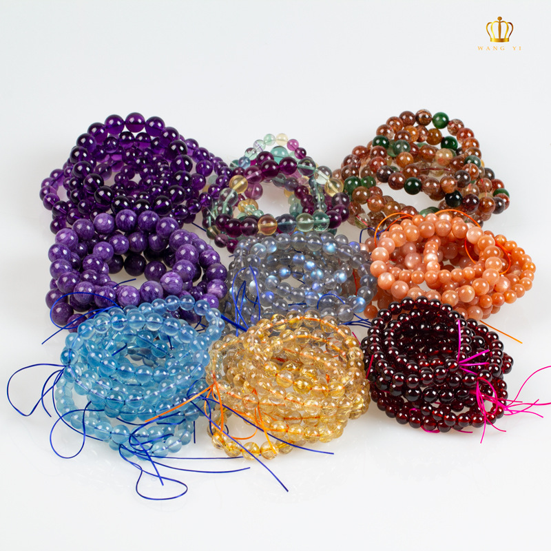 Wangyi Live Broadcast Special Natural Strawberry Crystal Garnet Amethyst Hair Crystal Tourmaline Bracelet Pendant Wholesale