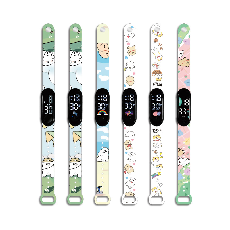 Japanese and Korean Hot-Selling New Customized Cartoon Printing Waterproof Trendy Cool Digital Confession Lamp Touch Waterproof Led Digital Watch