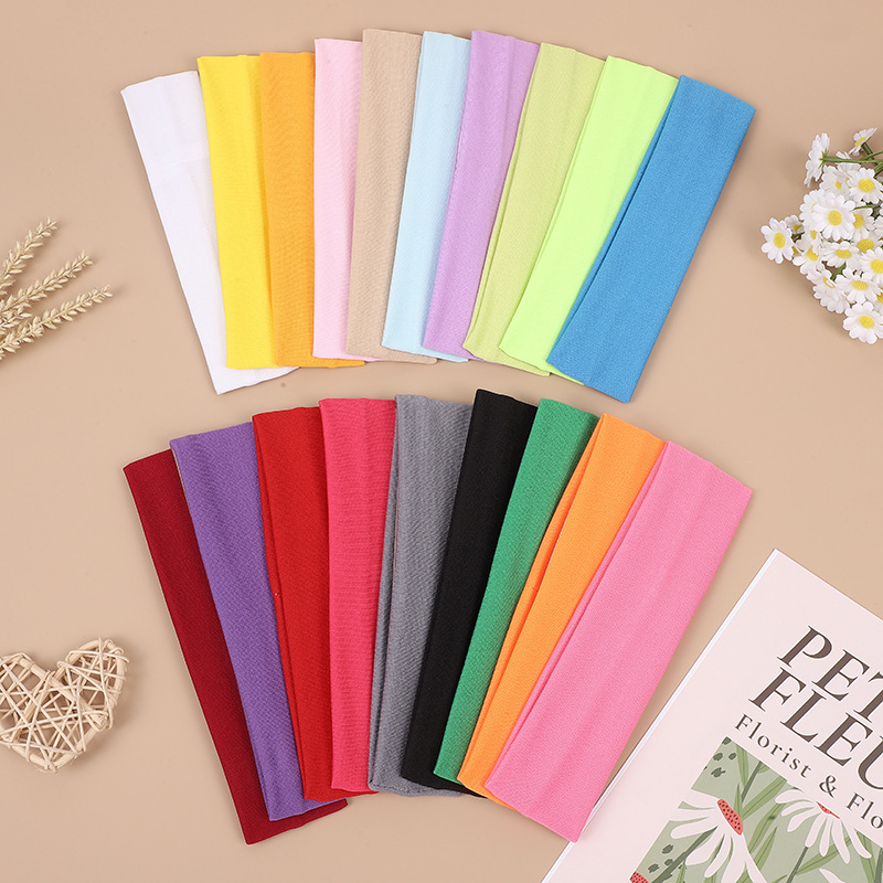 Solid Color Elastic Hair Band Women Wash Hair Band Simple Narrow Edge Sports Yoga Headband Wholesale