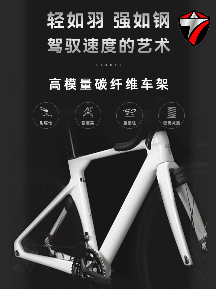Zui Te Storm Rider Carbon Fiber Road Bike with Integrated Aluminum Handlebars, Shun Tai 22-Speed Racing Bike with Carbon Wheels
