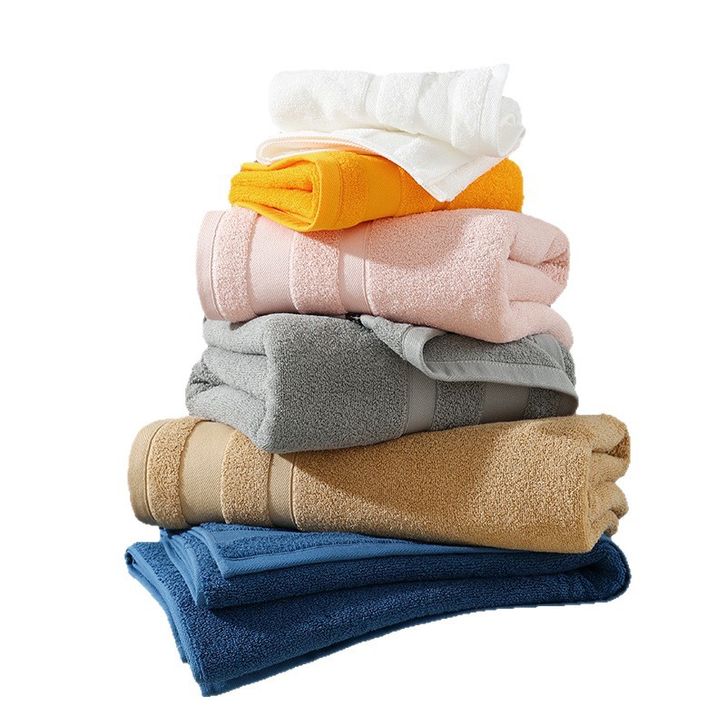 Pure Cotton Gift Towel Bath Towel Export Plain Color Enlarged Bath Towel Cotton Absorbent Bathroom Cross-Border Towel Set Customization