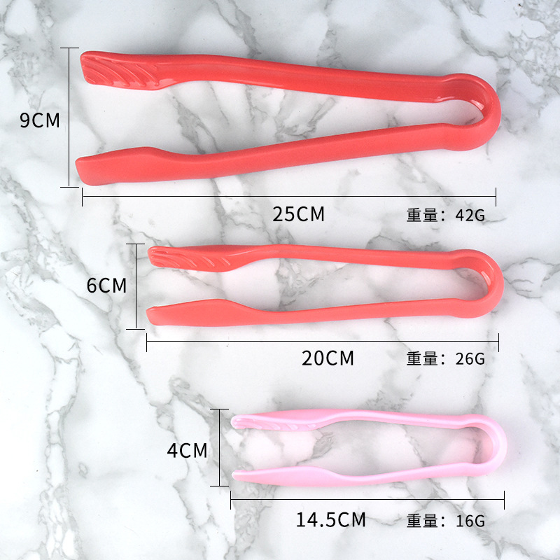 Colorful Plastic Food Tongs Three-Piece Set Non-Slip Salad Tongs Bread Cake Tongs Multifunctional Food Tongs Set Wholesale