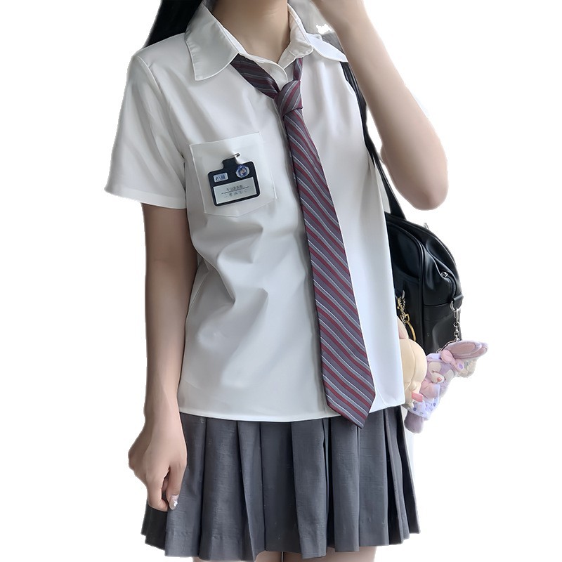 Tr Fabric Japanese Jk White Shirt Solid Color Loose Versatile Long and Short Sleeve Authentic College Style School Uniform Shirt for Women Summer