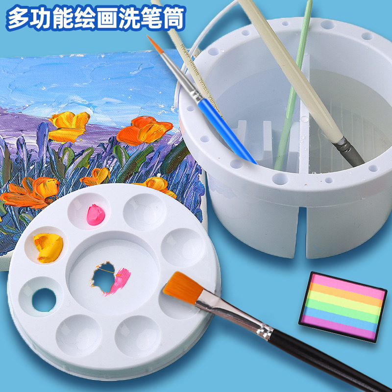 Кросс-бордерный арт-студенческий специальный портативный ведерко для мытья ручек многофункциональная палитра для живописи китайской живописи цветной ящик три в одном прямая продажа с завода