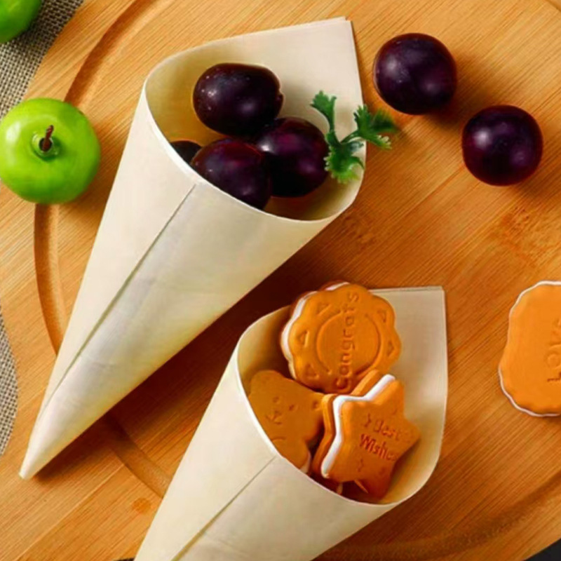 Factory direct supply environmentally friendly biodegradable horn wooden simple horn wooden cone ice cream cone snack cone horn ice