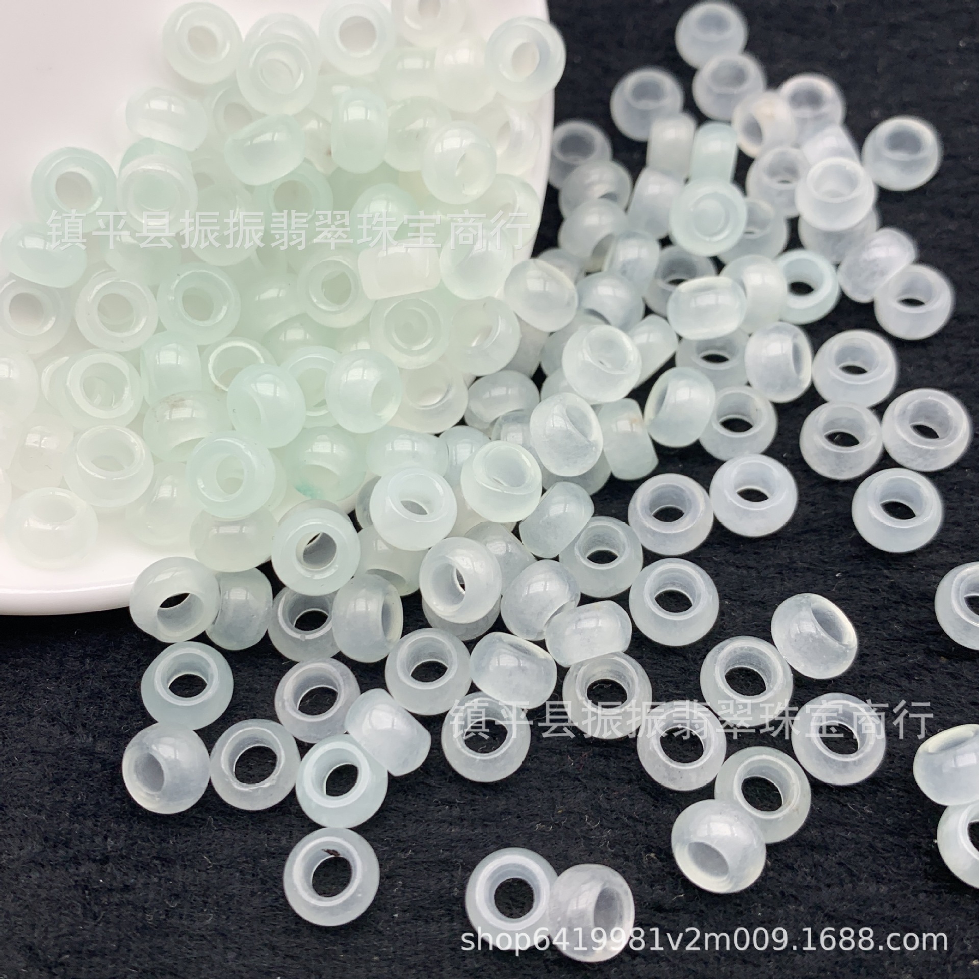 Бусины с большим отверстием из нефрита оптом, ледяной белый 8 x 5 мм, бусины для рукоделия