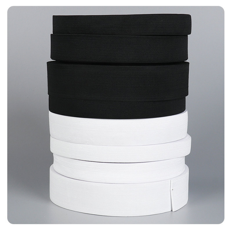 Manufacturer Wholesale Accessories Black and White Hemmed Elastic Band Thickeneded Waist Clothing Flat Elastic Plain Weave Crochet Elastic Band
