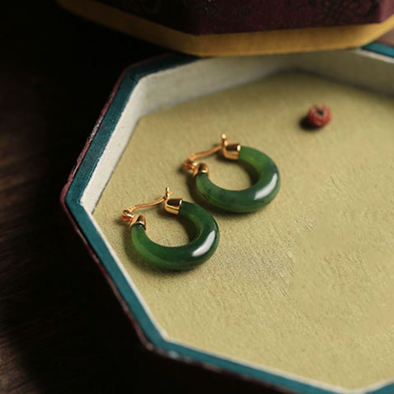 Authentic Natural Hetian Jade Earrings for Women, Jasper Earrings, High-End Jade Chinese Style Gift Earrings, Earrings, Earrings