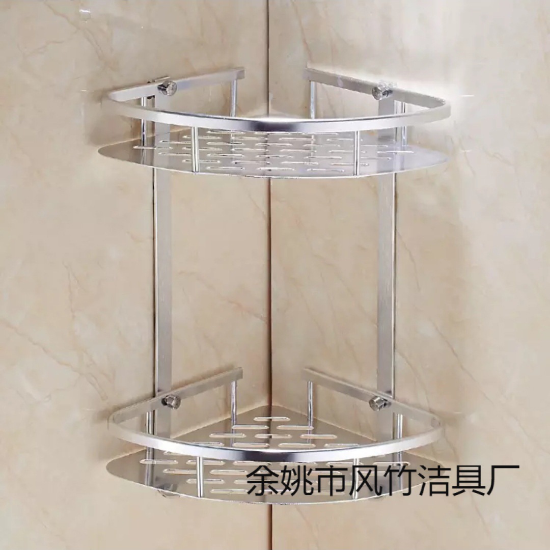 Треугольный стеллаж из алюминия для ванной, угловой стеллаж без сверления