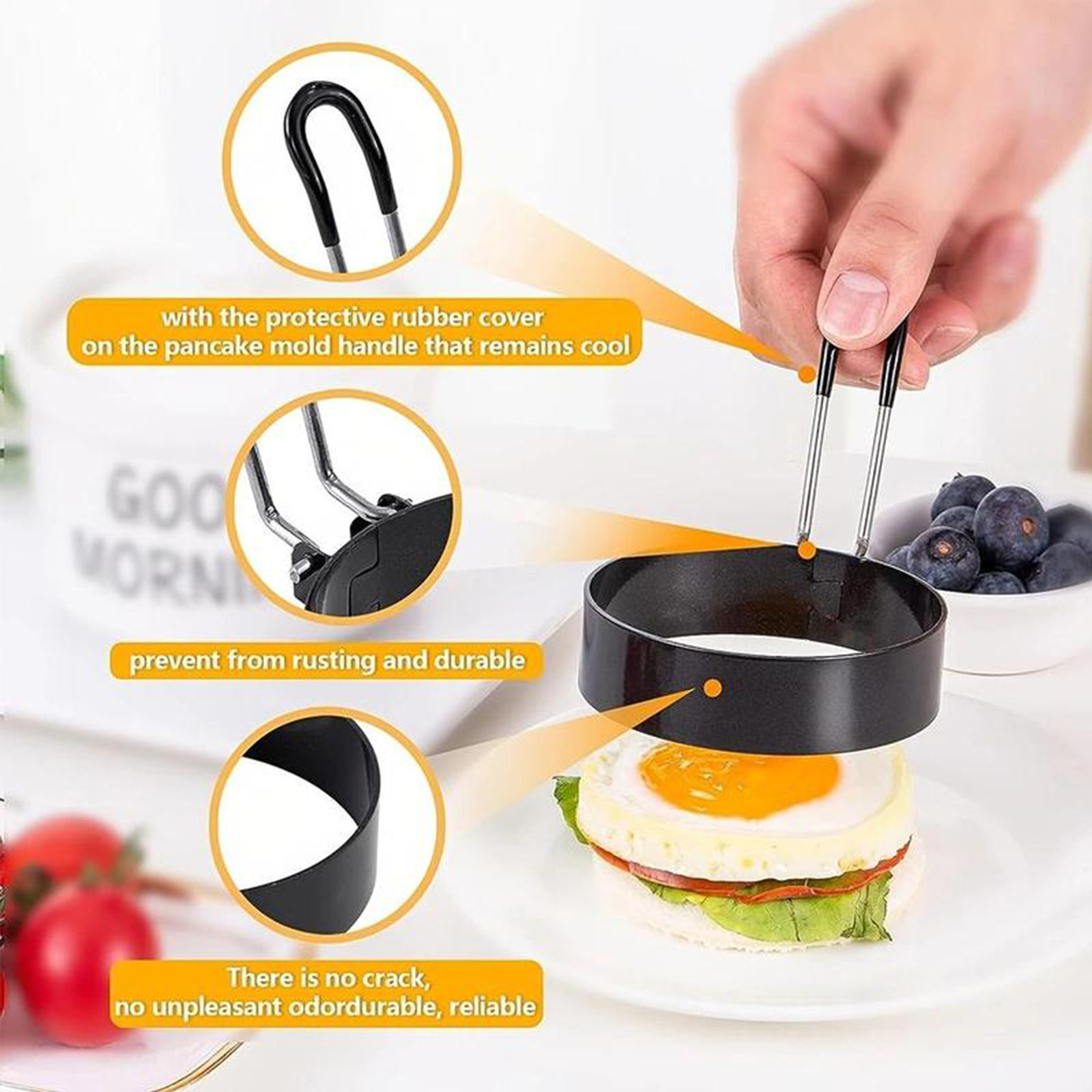 Stainless Steel Fried Egg Mold Non-stick Pan Fried Egg Ring Kitchen Baking Tools Non-stick Coating Thickened Round Omelette