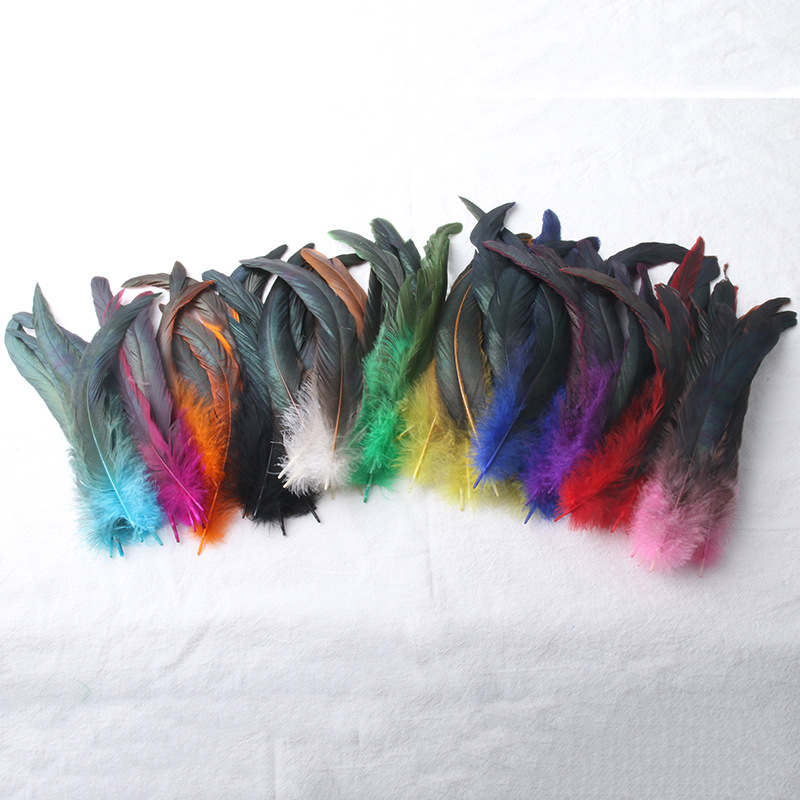 Factory direct 20-25cm color cock tail feather mask wings headdress decoration material DIY jewelry accessories