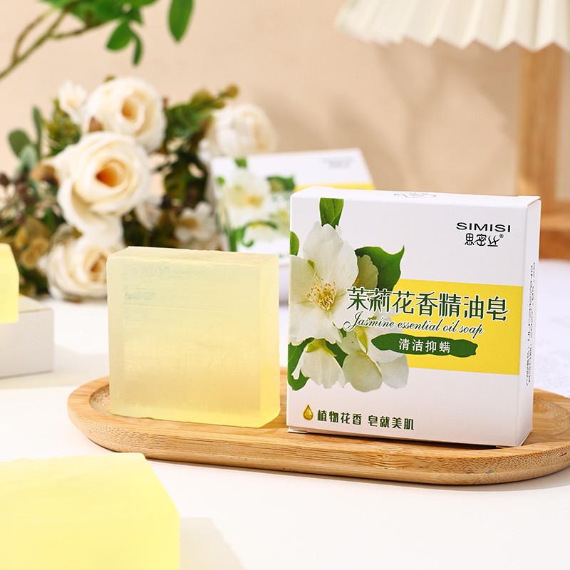 [Simi Silk] Jasmine Flower Soap Square Essence Oil Soap Hand-made Soap Cleaning and Moisturizing 80G