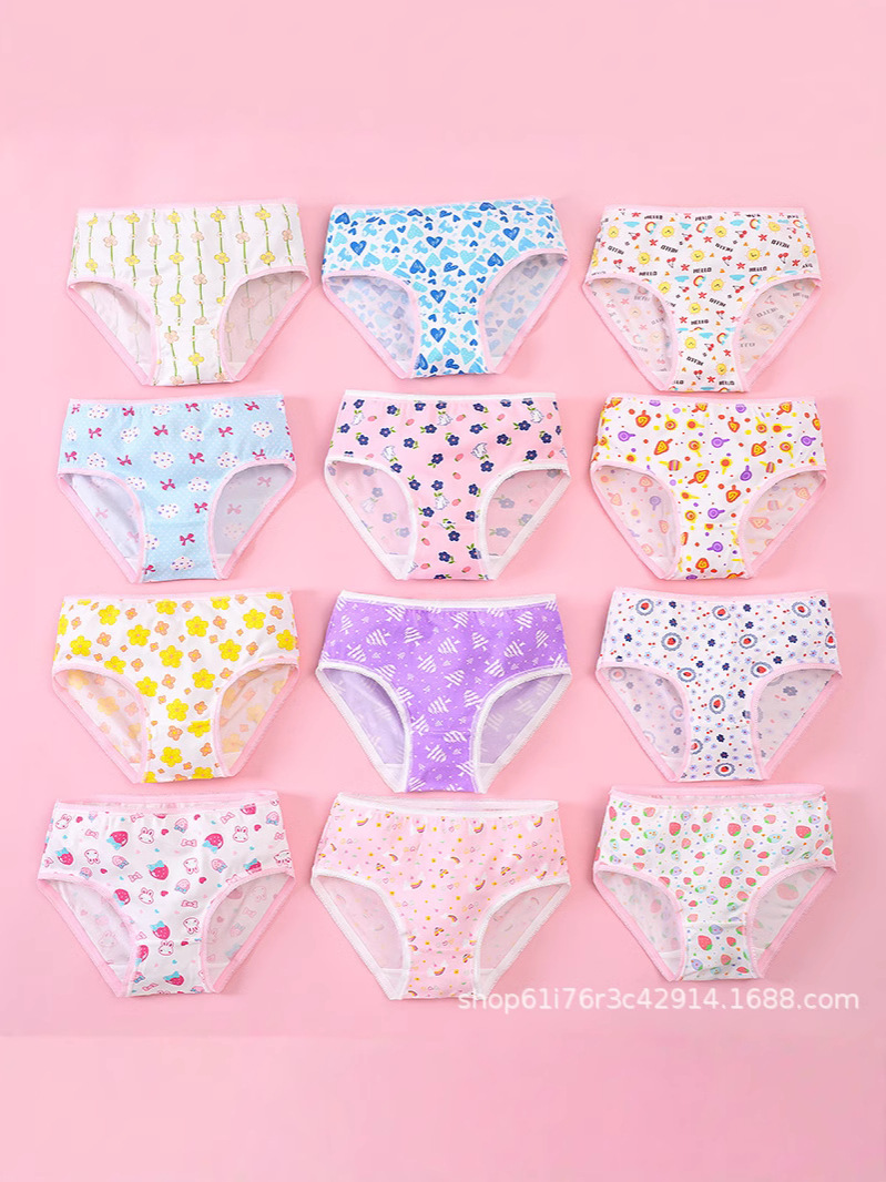 Foreign Trade Wholesale Cute Lady Cotton Small Floral Underwear Girls Printed Mixed Triangle Girls Pants Small Fresh
