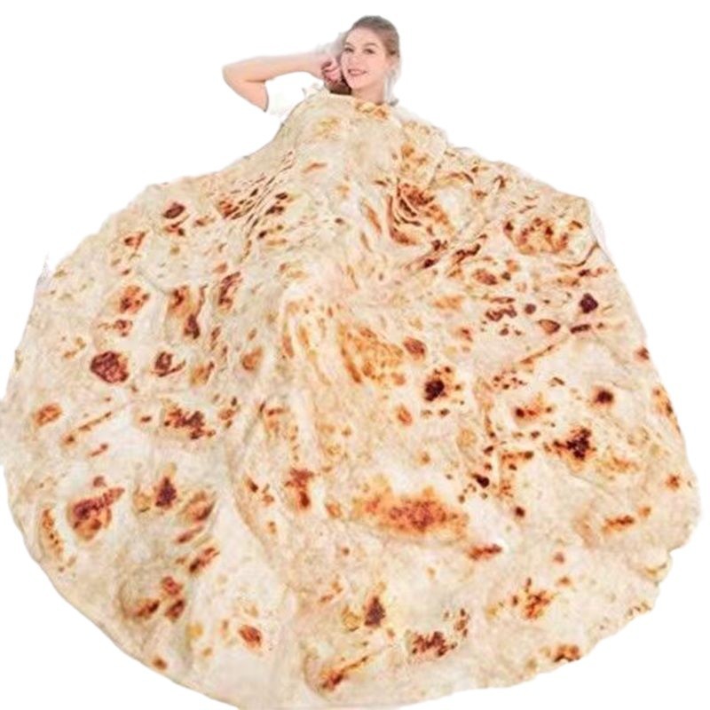 Large Pancake Food Round Blanket High-Definition Digital Printing Blanket Flannel Indian Pancake Pancake Office Blanket