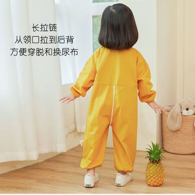 One-Piece Coverall for Babies, Anti-Dirt and Anti-Stain, Loose-Fitting for Autumn and Winter, Suitable for Painting and Crawling, Wearable as Outerwear
