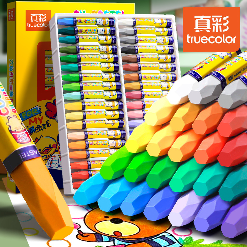 Масляные пастели True Color, безопасные мелки для детей, не пачкают руки, не липкие, специальный набор из 36 цветов для детского сада