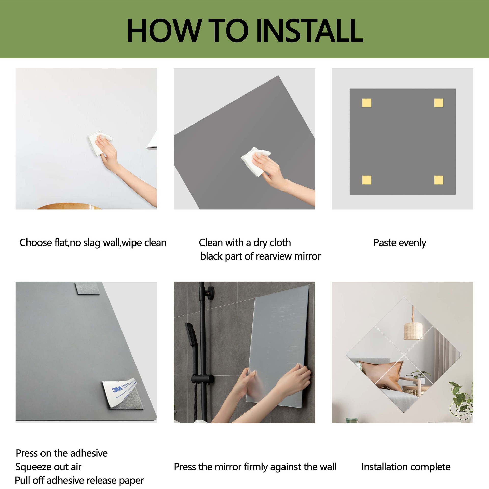 2mm High-Definition Bathroom Mirror Wall-Mounted Self-Adhesive Acrylic Soft Mirror Bathroom Sink Punch-Free Makeup Mirror