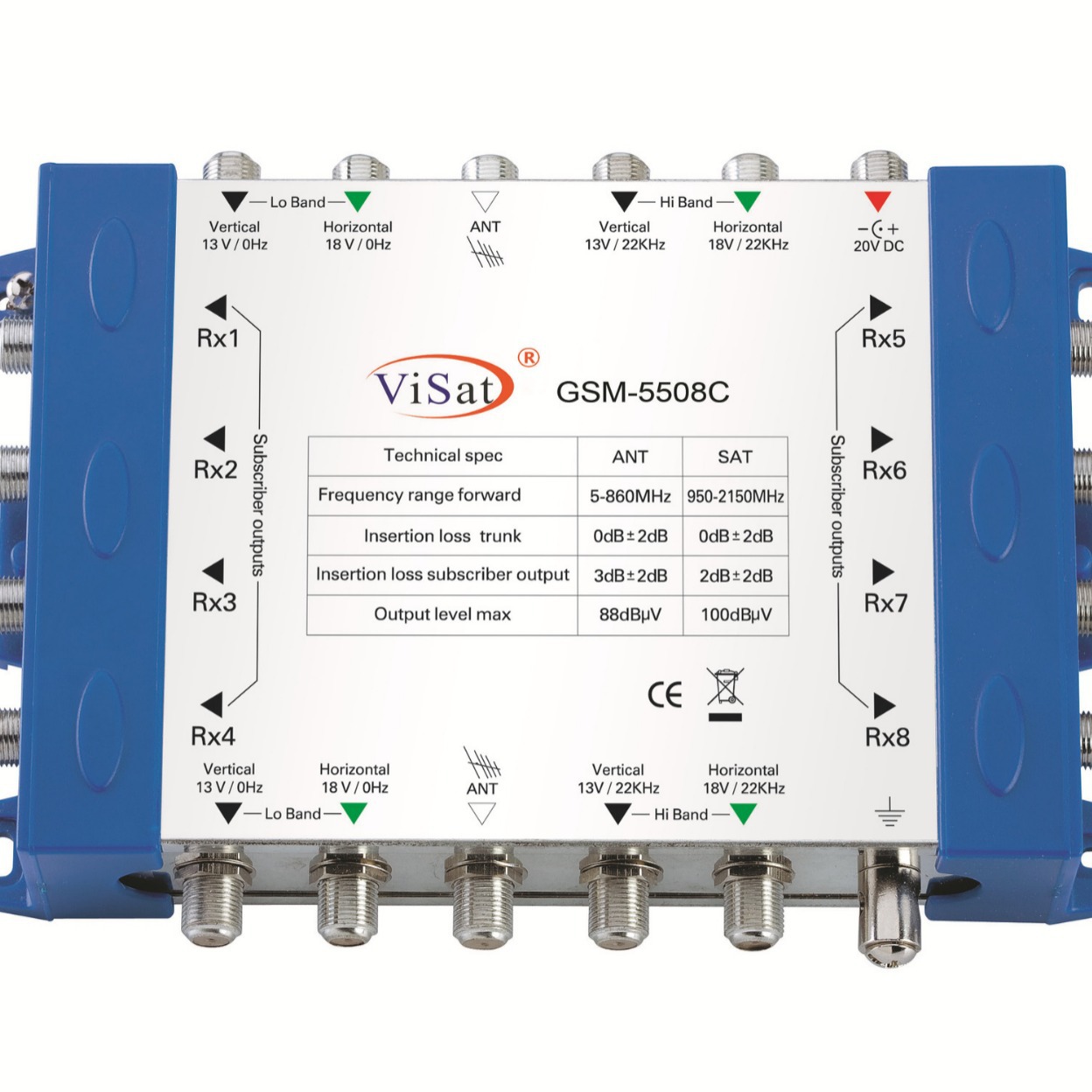 Multi Switch 950-2150Mhz Satellite Antenna Signal Five-In and Eight-Out Level