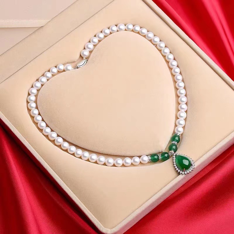 Natural Freshwater Pearl Necklace Set Mother's Day Gift Necklace Earrings Bracelet Three-piece Set Live Special