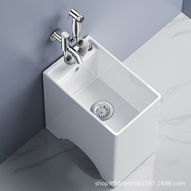 Narrow and Long Integrated Mop Sink for Home Use, Suitable for Balcony, Floor Mop Basin, Bathroom Mop Sink, Mop Sink Trough