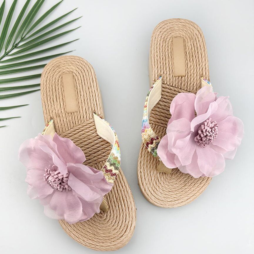 Flower Flip-Flops Women's Non-Slip Sandals Korean Style Simple Fashionable Shoes Bohemian Summer New Outwear Eva Shoes