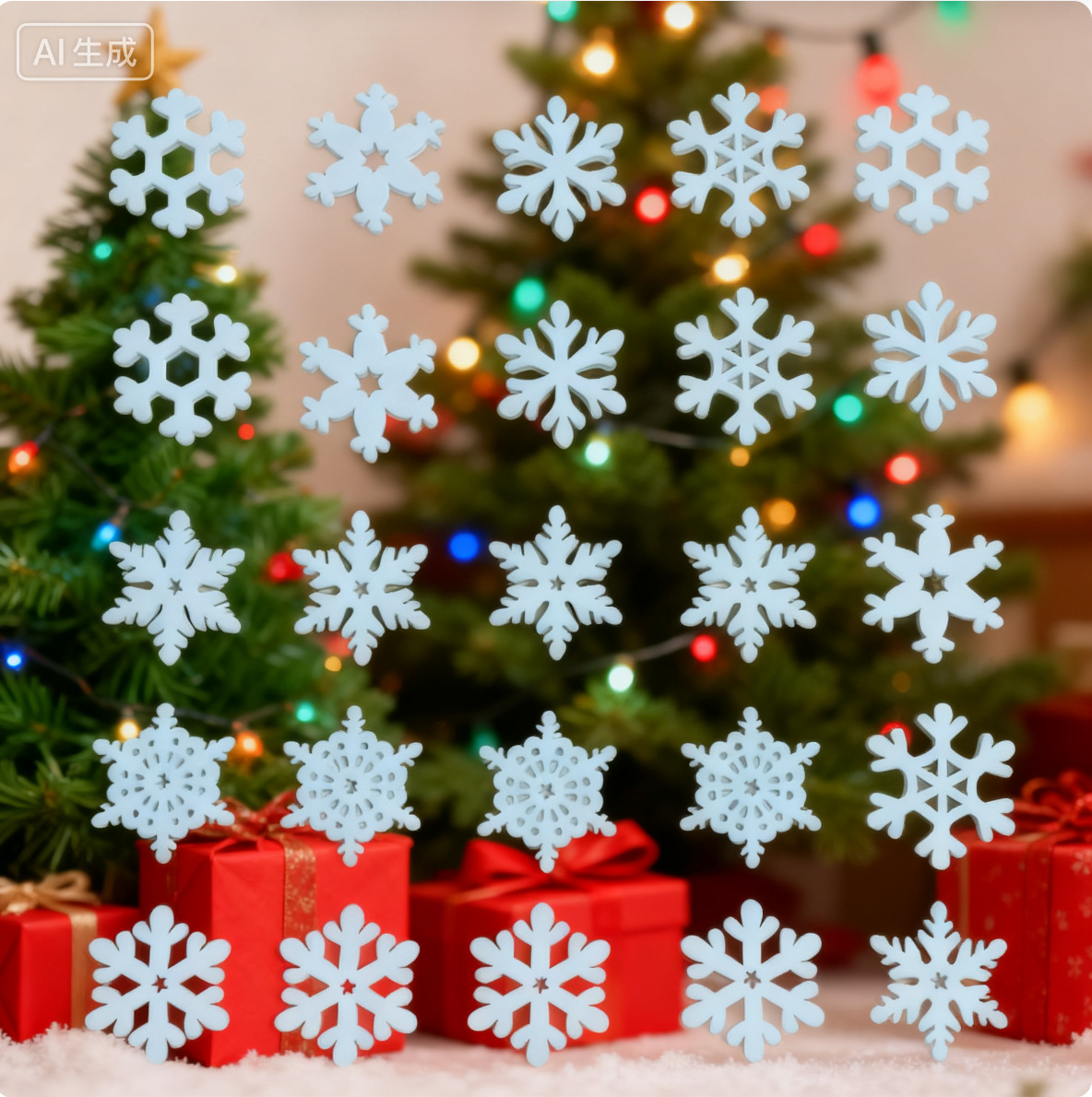 Christmas Tree Pendant Wooden Crafts Home Decoration Holiday Gifts Christmas Ornaments Small Snowflake Wood Chips Wooden