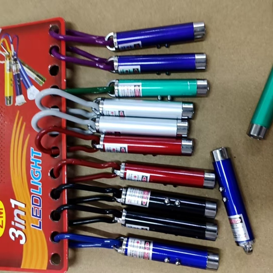 Multifunctional Plastic Buckle Hanging Card Straight Tube Three-In-One Laser Light Purple Light White Light Strong Light Laser Pen Purple Light Laser