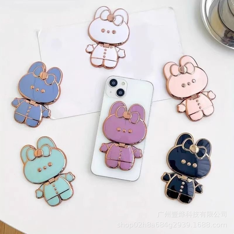 Милый мультяшный чехол для телефона Kt Rabbit с задним креплением, зеркалом для макияжа, портативная вращающаяся подставка, подставка для Douyin