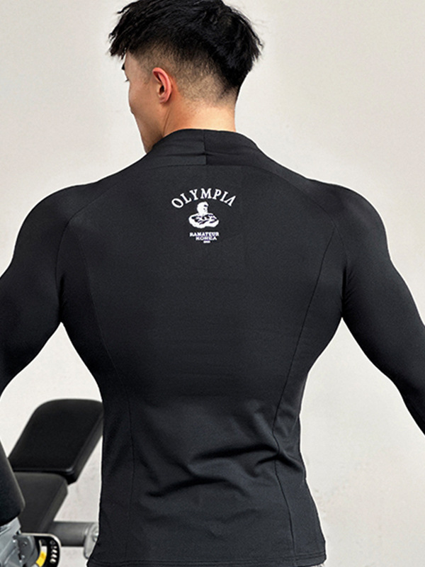 American Men's Sports Compression Clothing Spring and Autumn Cycling Running Training Tops Elastic Quick-Drying Fitness Clothing Yoga Long Sleeves