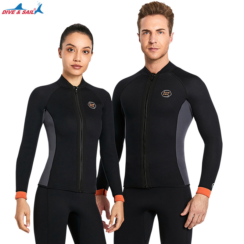 Amazon Wetsuit 3mm Long-Sleeved Split Warm Wetsuit European and American Large Size Snorkeling Winter Swimming Cold-Proof Surfing Suit