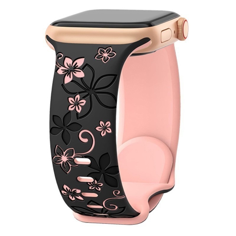 Suitable for Applewatch10Ultra1/2 Silicone Two-Color Watch Strap Laser Engraving Bauhinia Pattern Texture Watch Strap
