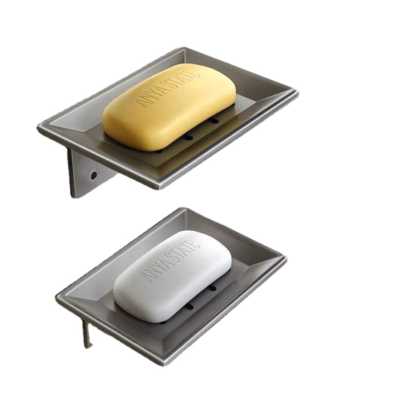 Gun gray bathroom soap box creative draining space aluminum punch-free soap dish bathroom rack wall-mounted