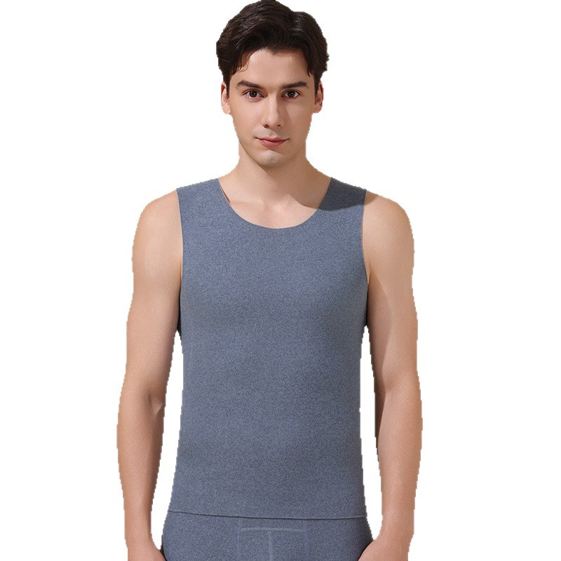 Autumn and winter wool silk velvet thermal vest men's warm clothes fleece-lined thick seamless slim bottoming autumn clothes wholesale
