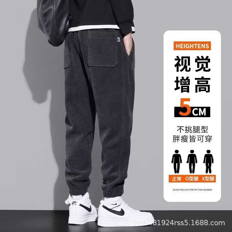 Ankle-tied fleece-lined sweatpants men's autumn and winter 2023 new fashion brand loose youth sports pants trendy casual pants