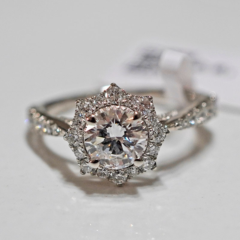 Кольцо из платины Pt950 с культивированным бриллиантом для женщин, форма подсолнуха, сверкающее как звезды, свадебное предложение, усыпанное звездами