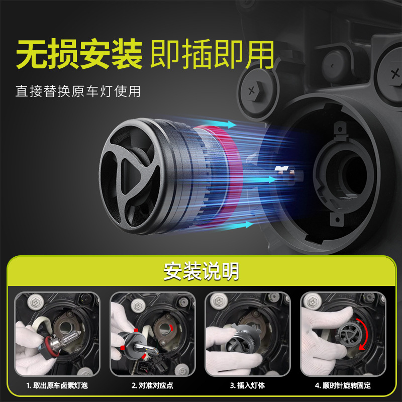 Cross-Border Direct Sales Car Headlight H4 Headlight H7 High Power Led Lamp Bead Fan Modified Decoding Aluminum Lamp