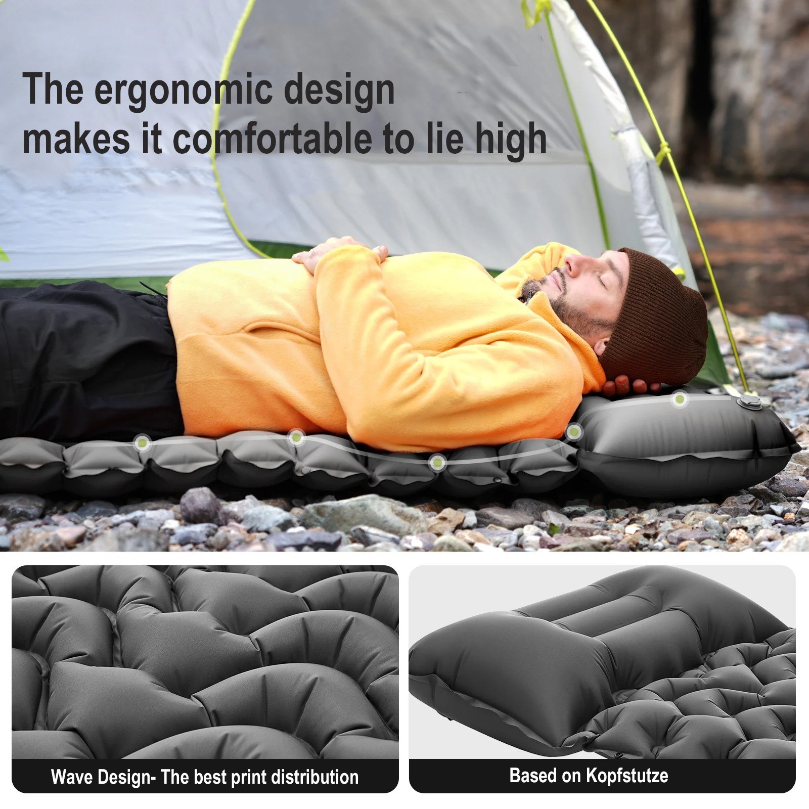 Cross-Border Widened Inflatable Mattress Portable Camping Inflatable Mat Outdoor Foot-Operated Inflatable Mat Outdoor Tent Mattress