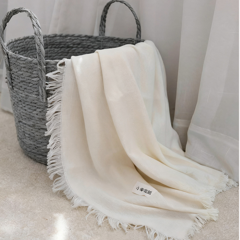 M Series Air Conditioner Blanket Single Trendy Tassel Jacquard m Zero Coffee Series Coffee Same Style Custom Woven
