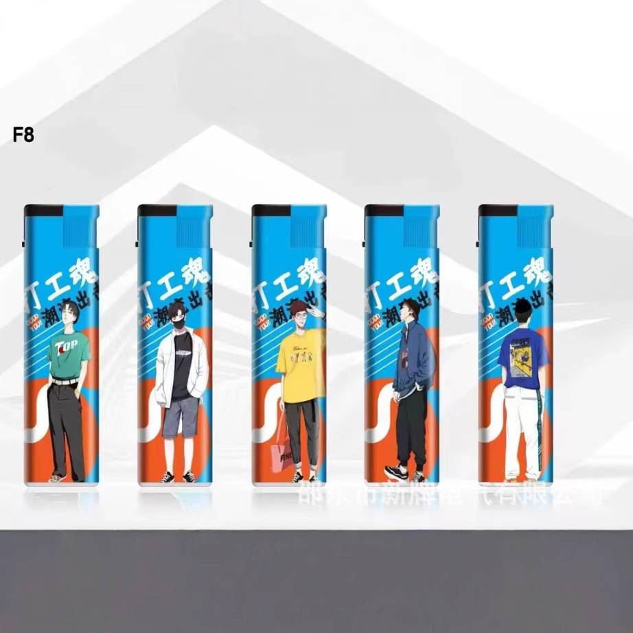 Factory wholesale famous F8 paper straight windproof lighter disposable enlarged widened transparent windproof high-grade